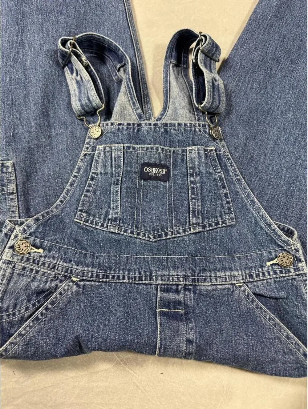 Vintage late 90s / Y2K OshKosh Denim Carpenter Overalls Youth Size 7 Wide Leg